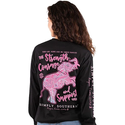 "Pink Cancer Ribbon Elephant" Women's Long Sleeve Tee