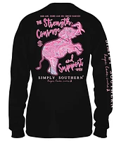 "Pink Cancer Ribbon Elephant" Women's Long Sleeve Tee