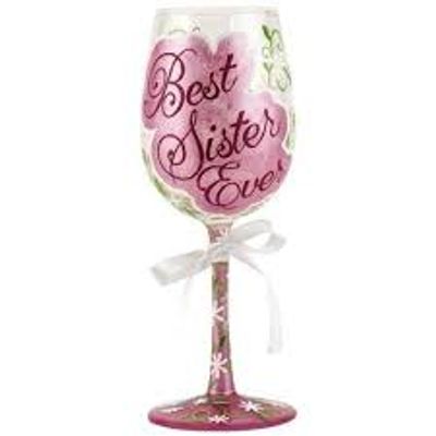 Lolita Best Sister Ever Hand Painted Glass - Occasions Hallmark Gifts and More