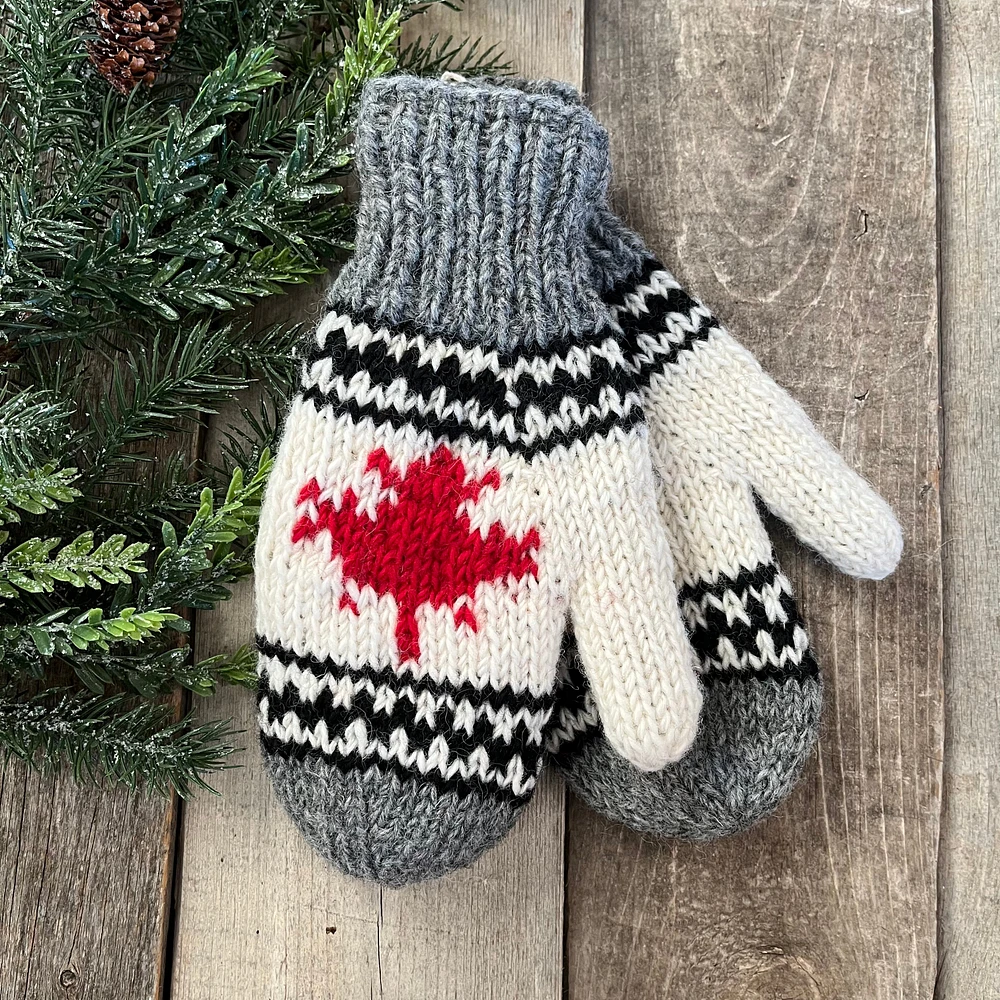 WOOL MAPLE LEAF MITTS