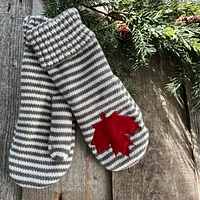 STRIPE MAPLE LEAF MITTS