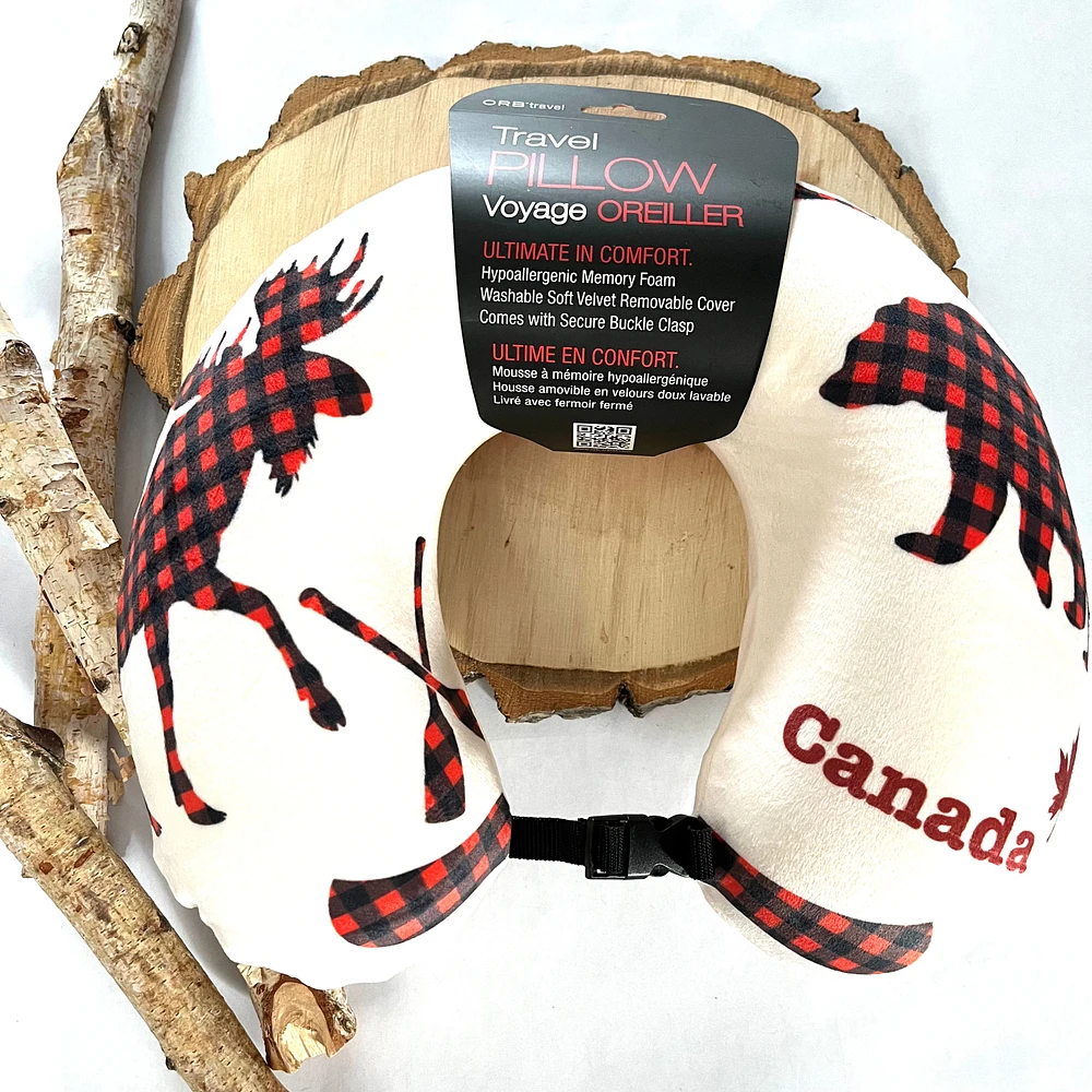 CANADA PLAID TRAVEL PILLOW