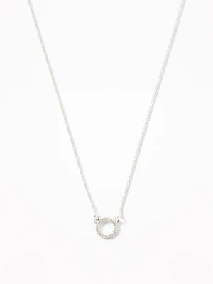 Pav Circle Pendant Necklace For Women