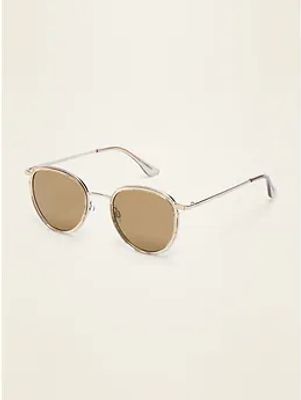 Round Clear-Frame Sunglasses for Men