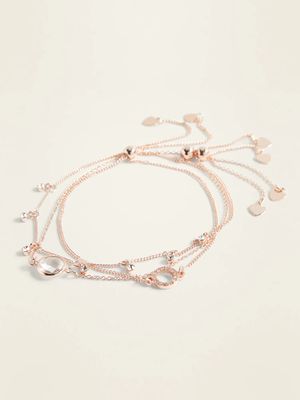 Rose-Gold Chain Charm Bracelet 3-Pack For Women