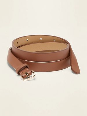 Skinny Faux-Leather Belt For Women (0.50-Inch