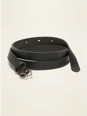 Skinny Faux-Leather Belt For Women (0.50-Inch