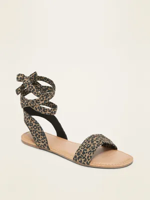 Faux-Suede Ankle-Tie Sandals For Women