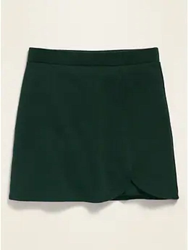 Uniform Ponte-Knit Faux-Wrap Skirt for Girls