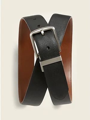 Faux-Leather Reversible Belt for Men