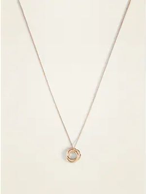 Gold-Toned Pendant Hoop Chain Necklace For Women