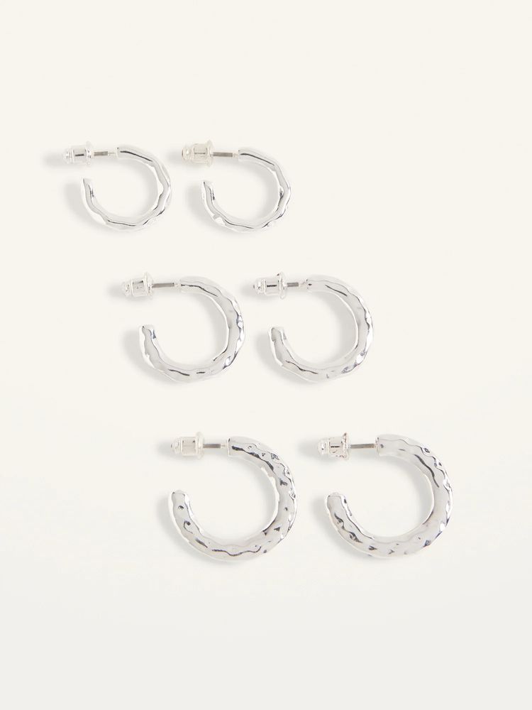 Silver-Toned Hoop Earrings 3-Pack For Women