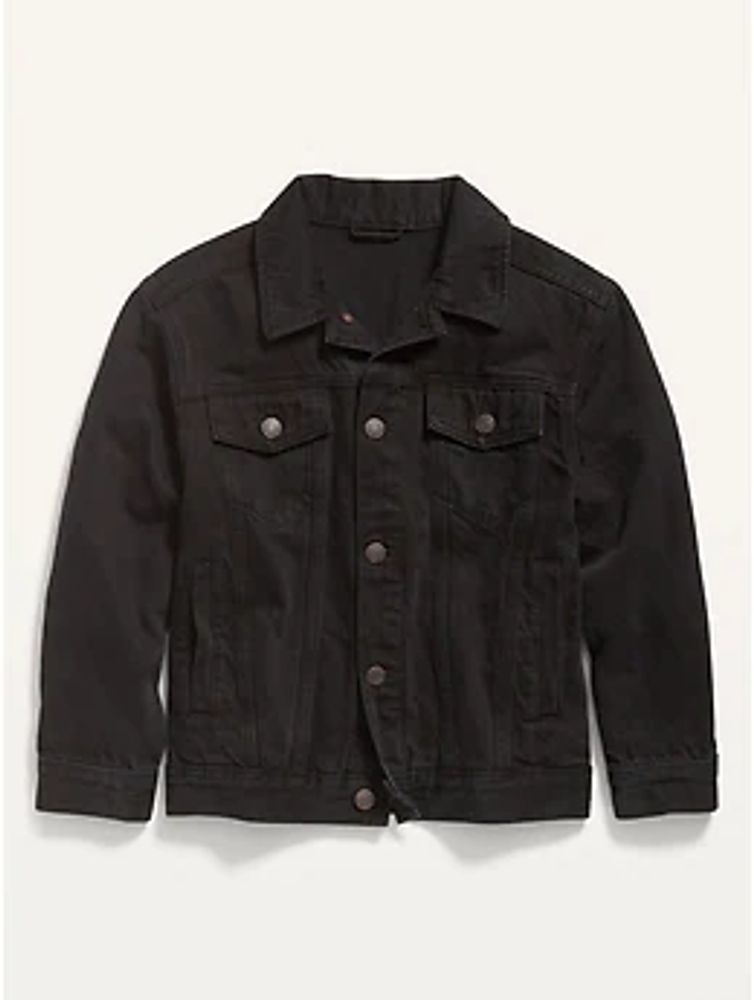 Gender-Neutral Oversized Black Jean Trucker Jacket for Kids