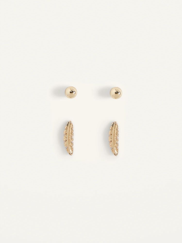 Real Gold-Plated Stud Earrings 2-Pack For Women