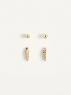 Real Gold-Plated Stud Earrings 2-Pack For Women