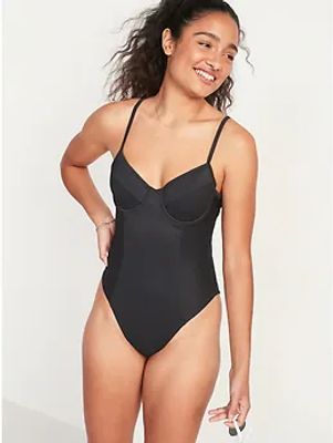 Textured-Rib High-Cut One-Piece Swimsuit for Women
