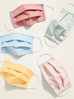 Variety 5-Pack of Triple-Layer Cloth Pleated Face Masks for Adults