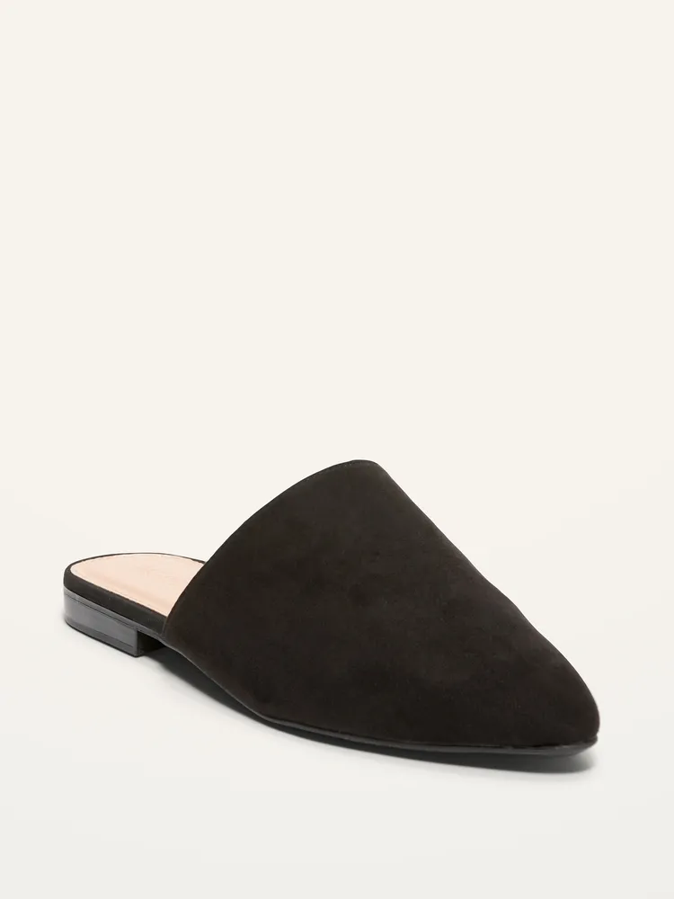 Faux-Suede Pointy-Toe Mule Flats For Women