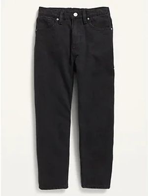 High-Waisted Slouchy Straight Black-Wash Jeans for Girls