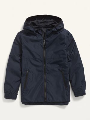 Hooded Zip-Front Windbreaker Jacket for Boys