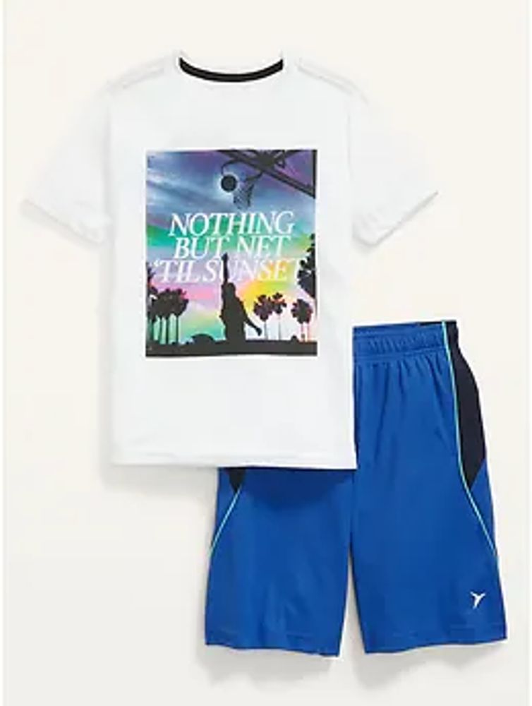 Go-Dry Cool Graphic Tee & Mesh Shorts 2-Pack for Boys