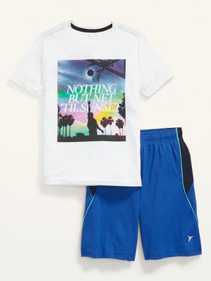 Go-Dry Cool Graphic Tee & Mesh Shorts 2-Pack for Boys
