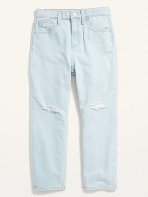 High-Waisted Slouchy Straight Light-Wash Ripped Jeans for Girls