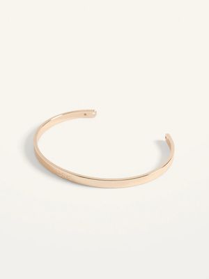 Gold-Toned Love Engraved Cuff Bracelet For Women