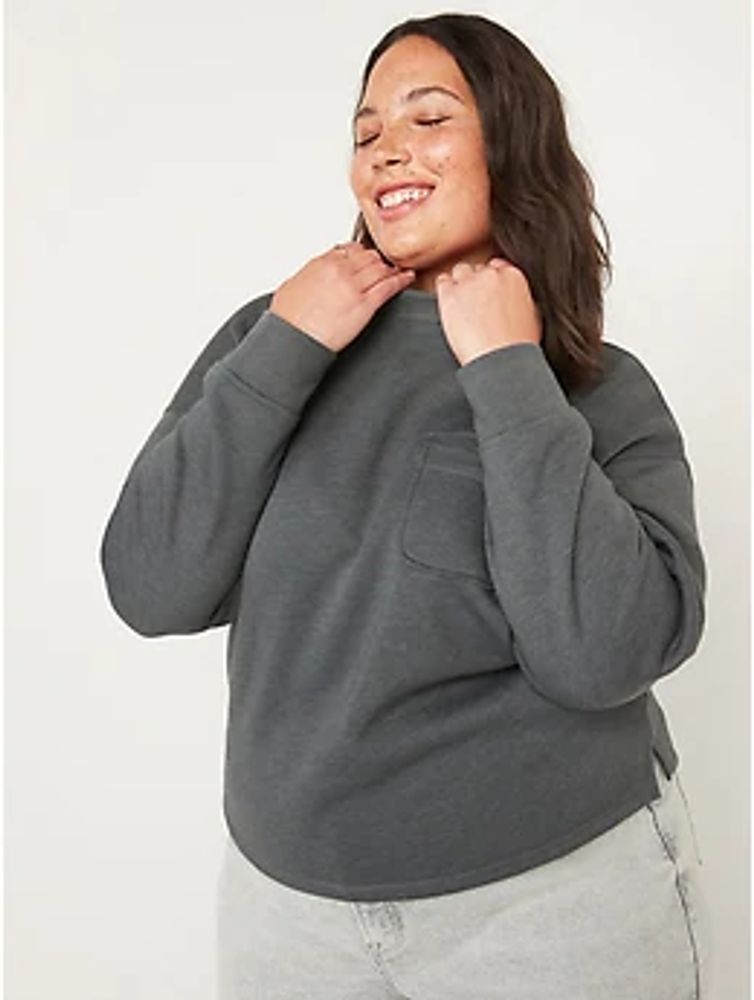 Slouchy Mock-Neck French-Terry Sweatshirt for Women