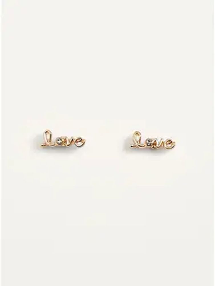Real Gold-Plated Love Stud Earrings For Women