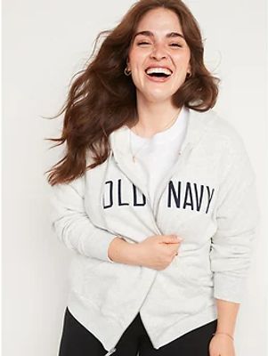 Logo-Embroidered Full-Zip French-Terry Hoodie for Women
