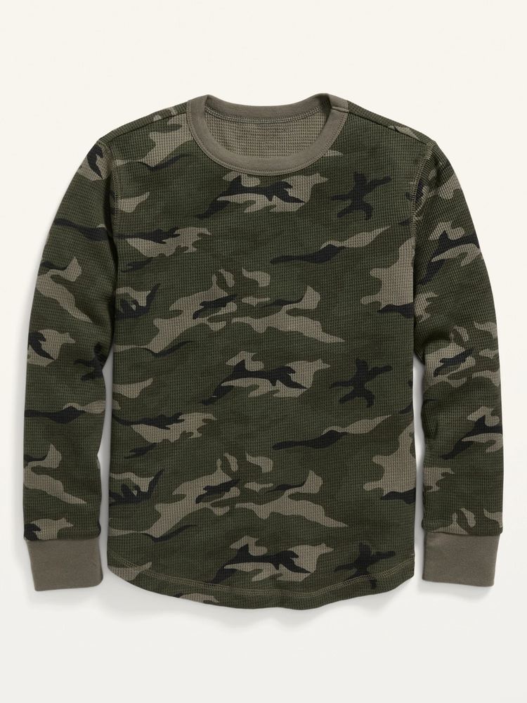 Long-Sleeve Camo-Print Thermal T-Shirt for Boys