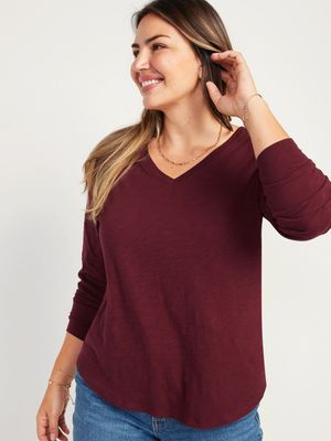 EveryWear V-Neck Slub-Knit Long-Sleeve T-Shirt for Women