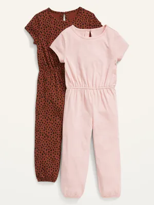2-Pack Short-Sleeve Jersey Jumpsuit for Toddler Girls
