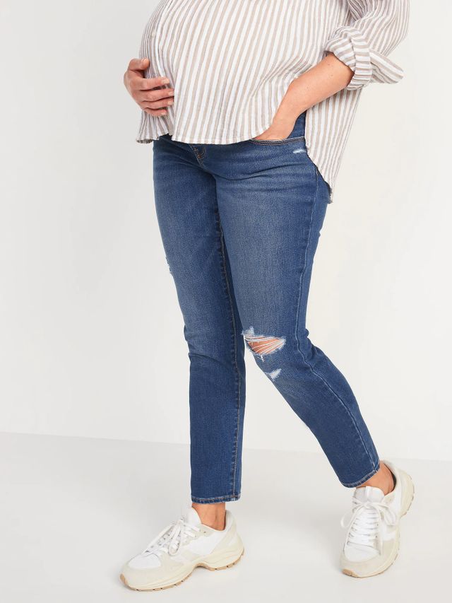Maternity Front Low Panel Power Slim Straight Jeans