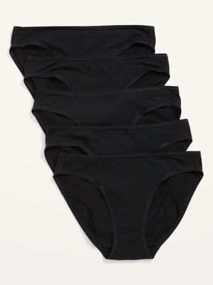 Mid-Rise Supima Cotton-Blend Bikini Underwear 5-Pack for Women