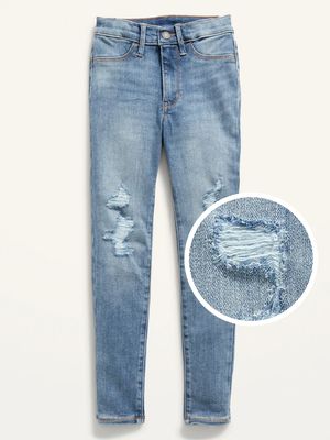 Extra High-Waisted Rockstar 360 Stretch Ripped Jeggings for Girls