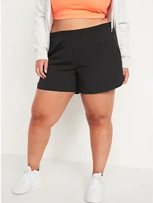 Mid-Rise StretchTech Dolphin-Hem Run Shorts for Women - 4-inch inseam
