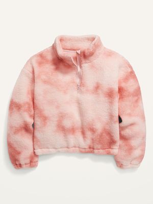 Cozy Sherpa Cropped Quarter-Zip Sweatshirt for Girls