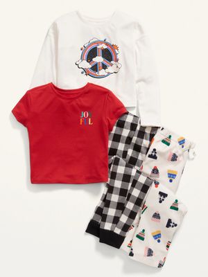 Cozy 4-Piece Micro Fleece Printed Pajama Set for Girls