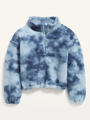 Cozy Sherpa Cropped Quarter-Zip Sweatshirt for Girls