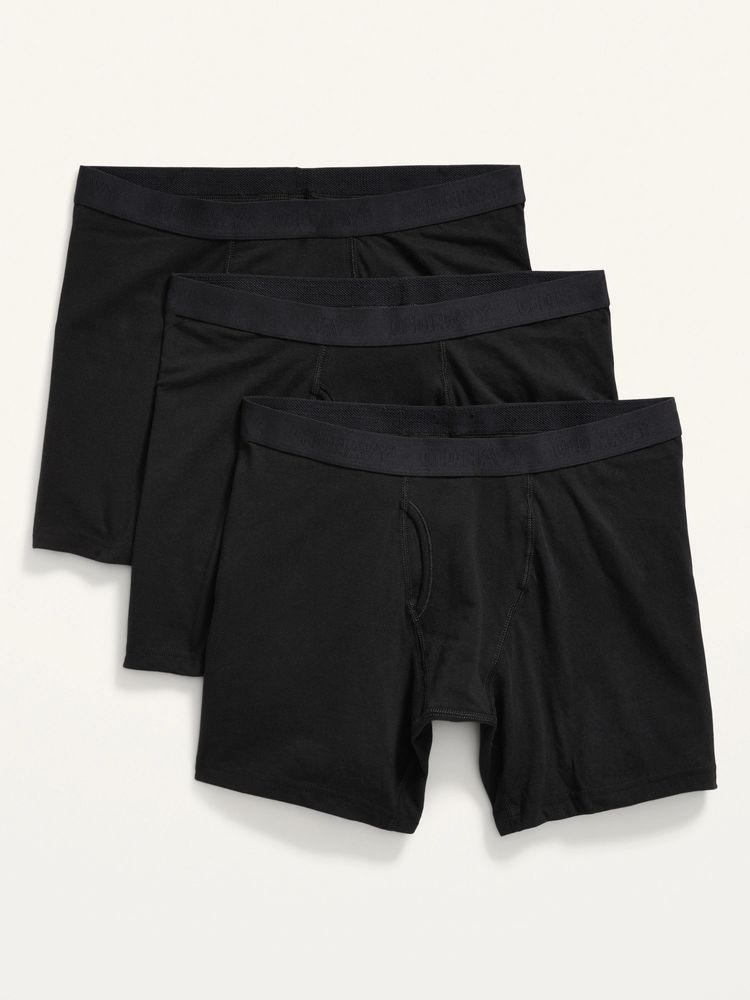 Soft-Washed Built-In Flex Boxer Briefs Underwear 3-Pack for Men - 6.25-inch inseam
