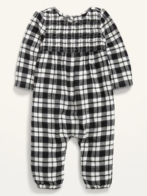 Smocked Plaid Flannel One-Piece for Baby
