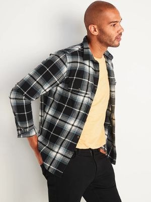 Regular-Fit Patterned Flannel Shirt for Men