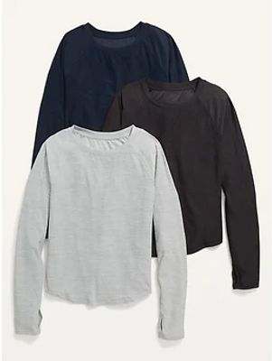 Long-Sleeve Breathe ON Cross-Dyed T-Shirt 3-Pack for Women