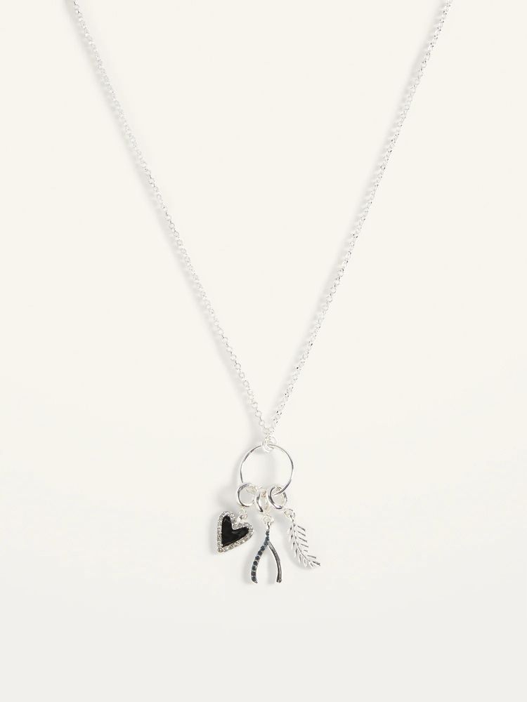 Silver-Toned Multi-Pendant Necklace for Women