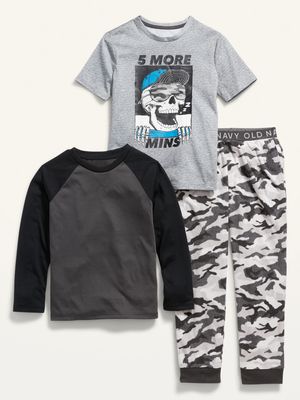 3-Piece Graphic Pajama Set for Boys