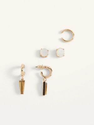 Gold-Toned Earrings Variety 3-Pack for Women