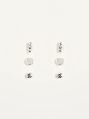 Sterling Silver Stud Earrings 3-Pack for Women