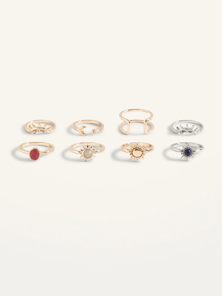 Mixed-Metal Rings 8-Pack for Women